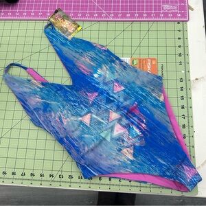 Demon Bikini Handmade Swimwear One Piece Blue Pink Large